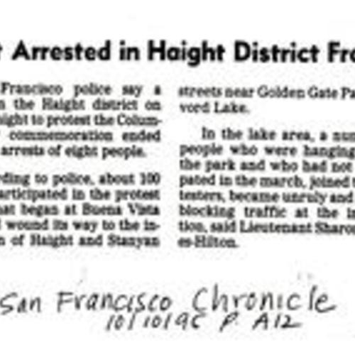Eight Arrested in Haight District Fracas, SFC, Oct. 10, 1995