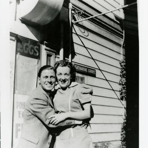 [Dorothy and Charlie in front of Sunshine Creamery]