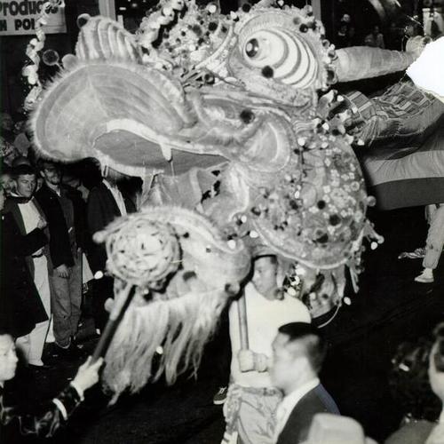 [Dancing dragon at "Double Ten" day parade in Chinatown]