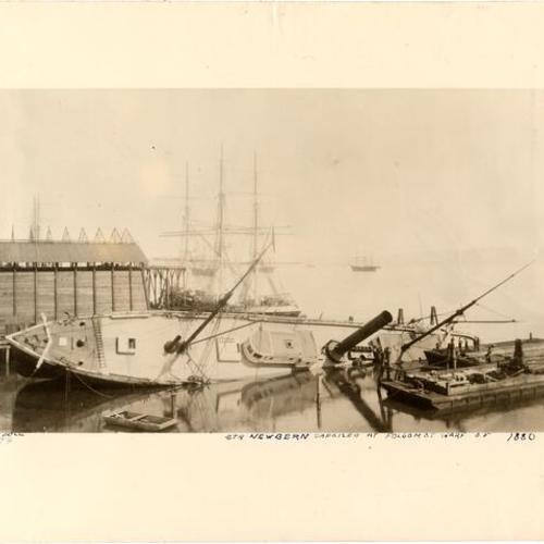 [Iron steamship "Newbern" capsized at Folsom Street wharf]