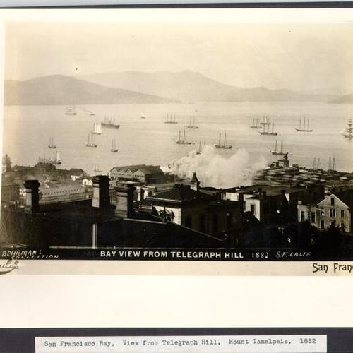 San Francisco Bay. View from Telegraph Hill. Mount Tamalpais. 1882