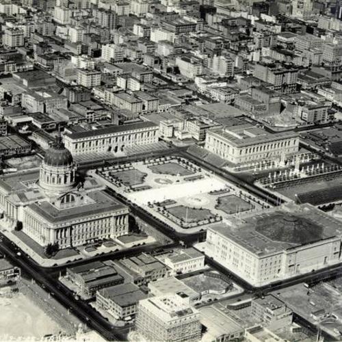 [Aerial view of the Civic Center during the Diamond Jubilee]