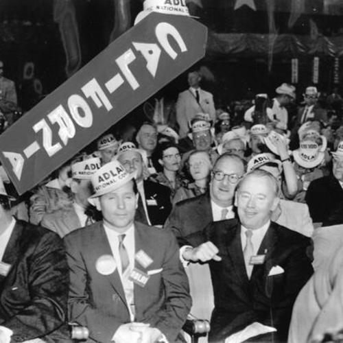 [Edmund G. ("Pat") Brown (left) and other members of the California delegation at the Democratic national convention]