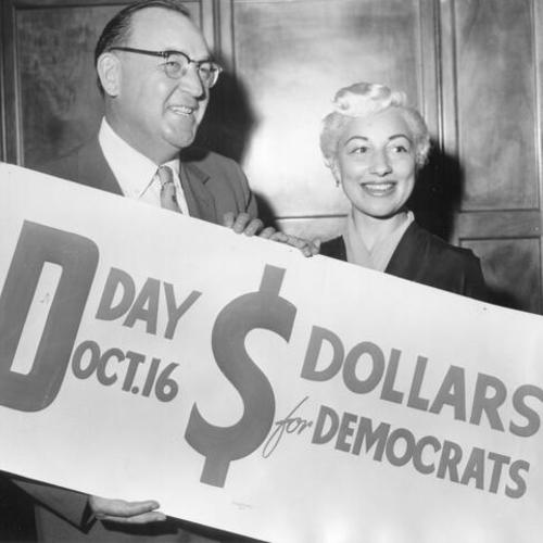 [Attorney General Edmund G. ("Pat") Brown launching the "Dollars for Democrats" fund drive]