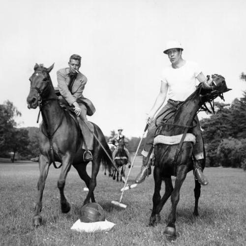 [Unidentified polo players on horseback in Golden Gate Park]