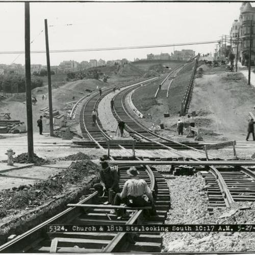[Rail construction at Church and 18th streets]