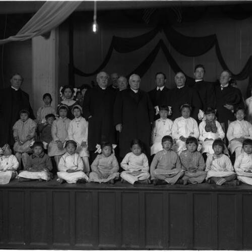 St. Mary's school portrait with girls and priests