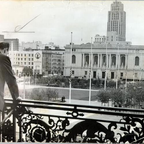 [View of Main Library from balcony on City Hall]