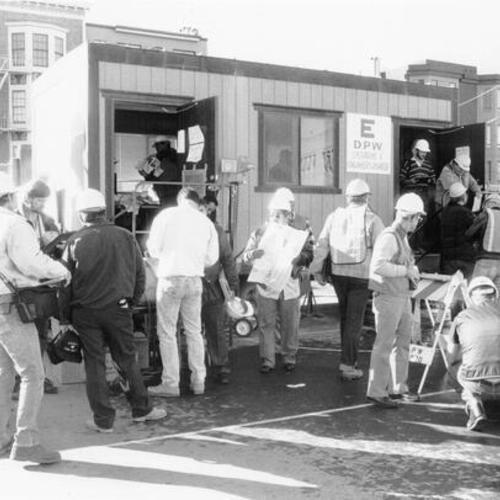 [Operations and Engineers Dispatch center for Department of Public Works set up at Marina district after the Loma Prieta earthquake]