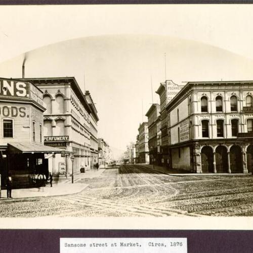 Sansome street at Market. Circa, 1876