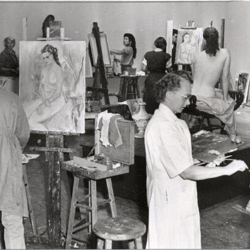 [Painting class at the California School of Fine Arts]