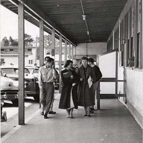[Students on temporary campus west of Phelan Avenue at City College of San Francisco]