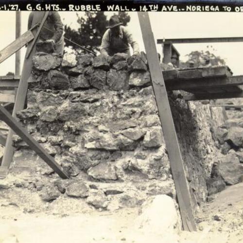 [Golden Gate Heights - rubble wall on 14th Avenue, Noriega to Ortega Street]