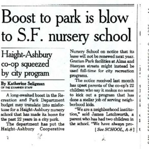Boost to Park is Blow to..., SF Examiner, Oct. 2 1995