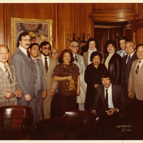 [Mayor Diane Feinstein with members of the Filipino-American community who supported her run in 1978]