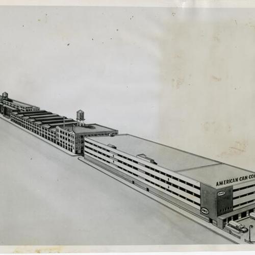 [Aerial sketch of American Can Company plant at Third and Twentieth Streets]