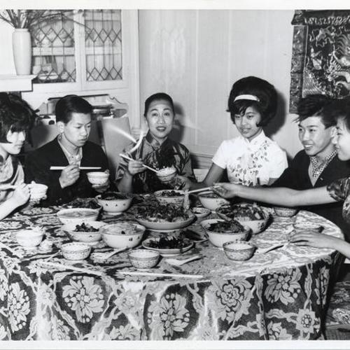 [Yim family having their first meal of the New Year]