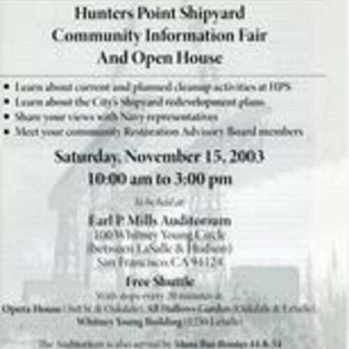 Come to the Fair! Hunters Point Shipyard Community Information Fair and Open House