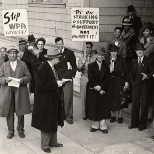 [Picket line during 1937 WPA strike]