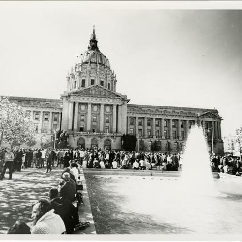 ["Black Wednesday" protest, Civic Center Plaza across from City Hall]