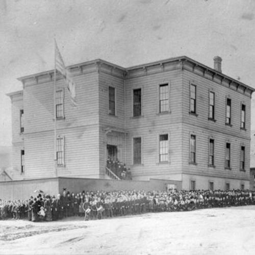 [Class and faculty standing outside Lick School, pre- 1900]
