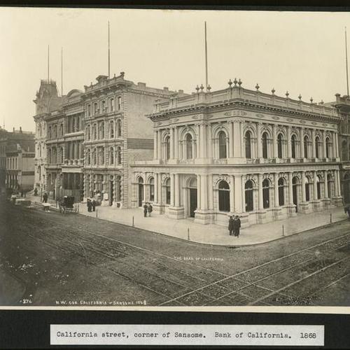 California street, corner of Sansome. Bank of California. 1868