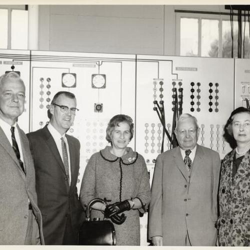 [Group of people visiting the Polytechnic High School Electronics Laboratory]