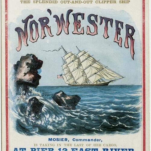 Nor'Wester Clipper Ship sailing to San Francisco advertisement