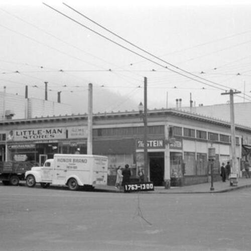 [1300 block of 9th Avenue at Irving Street, The Stein, Little Man Market, Nat & Lou's Coffee Shop]