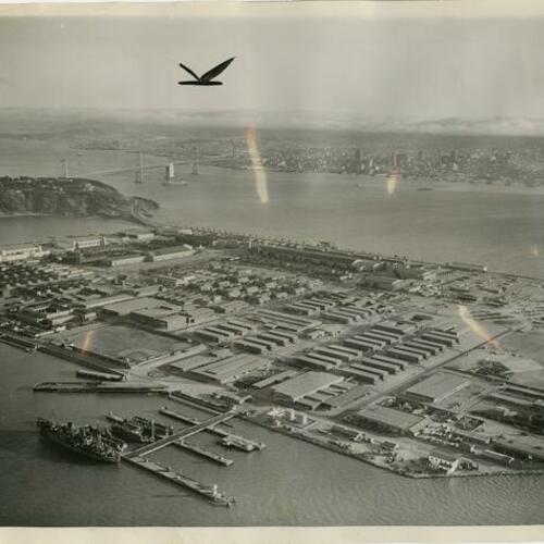 [Aerial view of Naval base on Treasure Island]