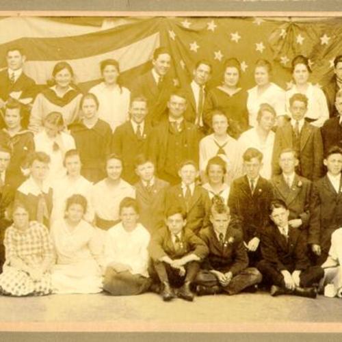 [8th grade class photo from Crocker Intermediate School, 1918]