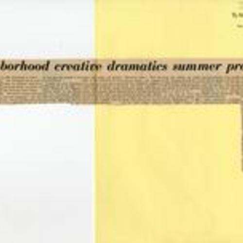 Neighborhood creative dramatics summer program; newspaper article; San Francisco Progress; June 07-08, 1967