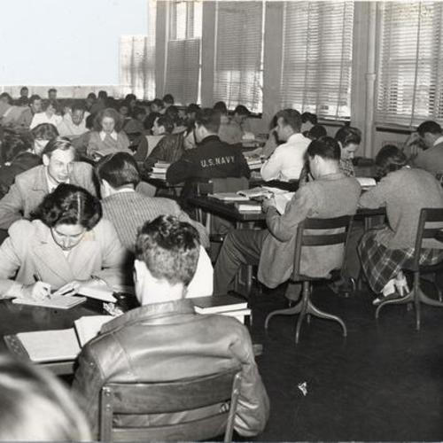 [Students in library at City College of San Francisco]