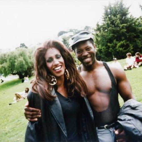 [Drag queen and bartender from Club Universe in Dolores Park in 1994]