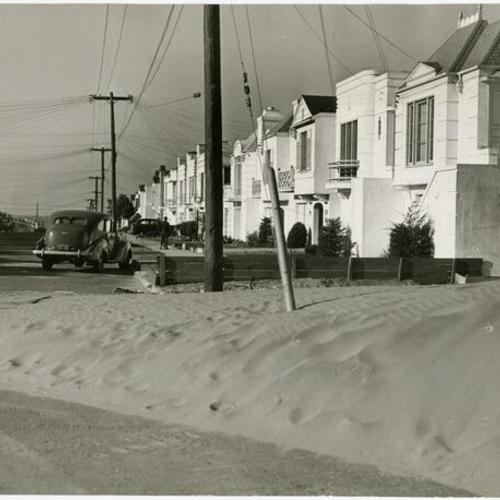 [Mound of sand at 32nd Avenue and Quintara Street in the Sunset District]