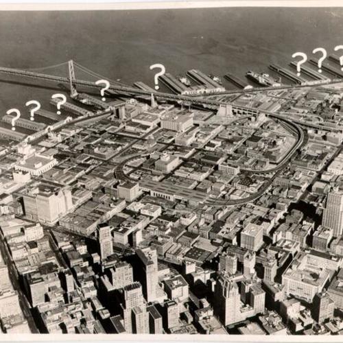 [Aerial view of the South of Market area and the Bay Bridge]