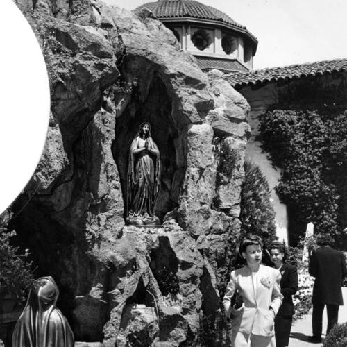 [Grotto of Lourdes in the graveyard of Mission Dolores]