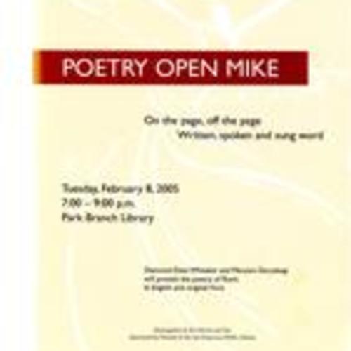 Poetry Open Mike, Poster, February 2005, Park Branch