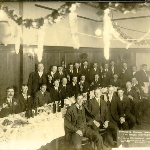 Farewell Dinner tendered to the Hagan Brothers; Gianojua Restaurant, August 3, 1918