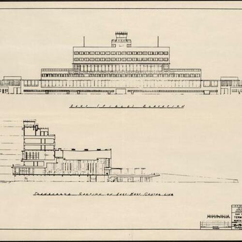 San Francisco Airport Terminal Building  north and east elevation drawing