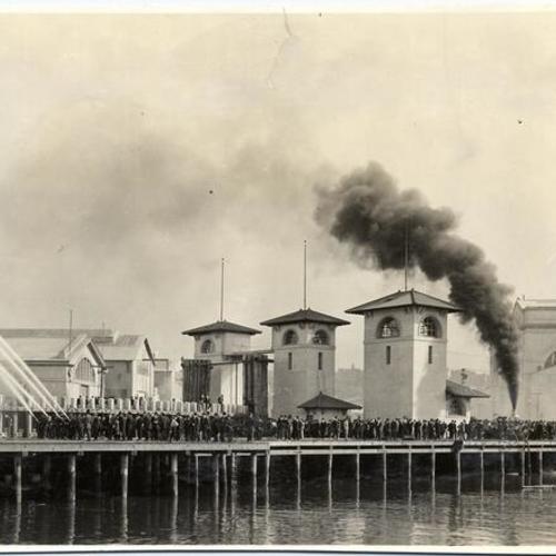 [Fire Department testing equipment near the Panama-Pacific International Exposition]