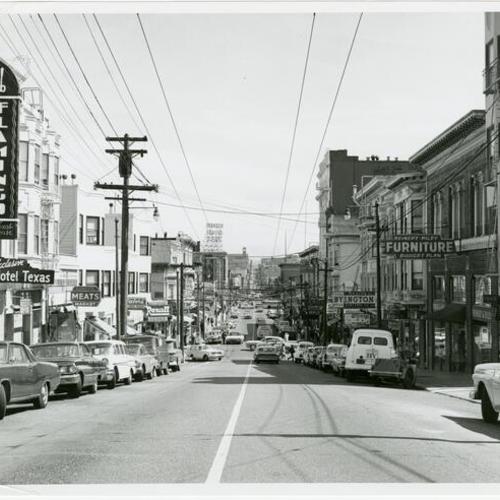 [View of Fillmore Street from Bush, looking south]