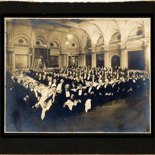 [Group portrait of unidentified men taken in Lick House dining room]