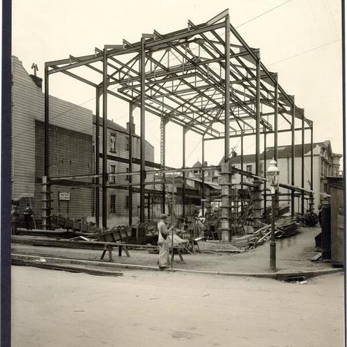 San Francisco. Public Library. Mission branch no. 1. Steelwork. 24th Street and Bartlett. Circa, 1915