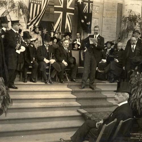 [Former Premier Alfred Deakin of the Commonwealth of Australia conducting ceremonies]