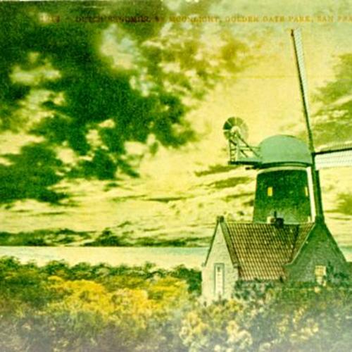 [Dutch Windmill by moonlight, Golden Gate Park, San Francisco, California]