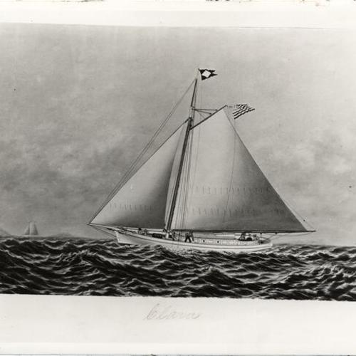 [Painting of sailing ship "Clara"]