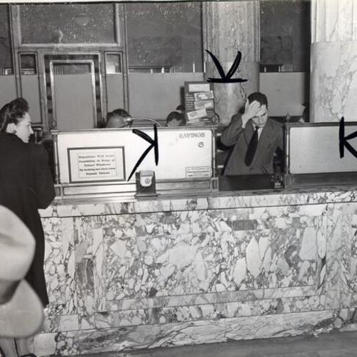 [Interior of an unidentified Bank of America branch]