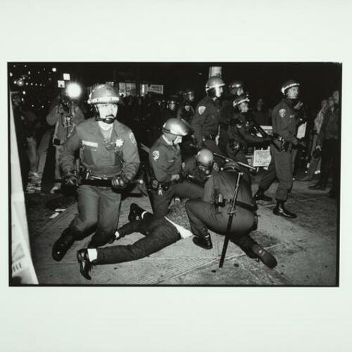 Police arrest protesters following an ACT-UP march; the Castro Sweep