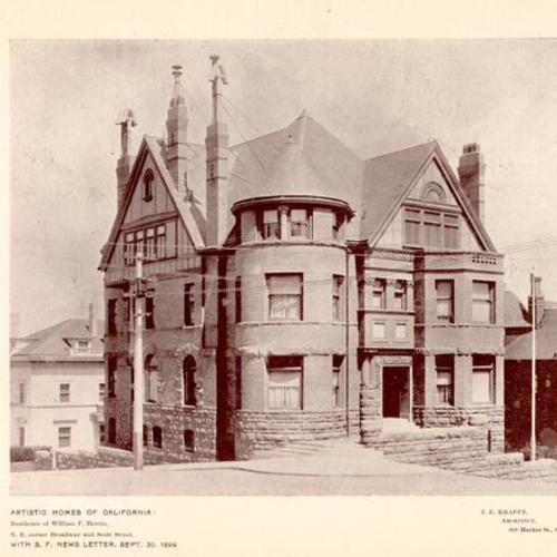 ARTISTIC HOMES OF CALIFORNIA: Residence of William F. Herrin, N. E. corner broadway and Scott Street. WITH S. F. NEWS LETTER, SEPT, 30, 1899
